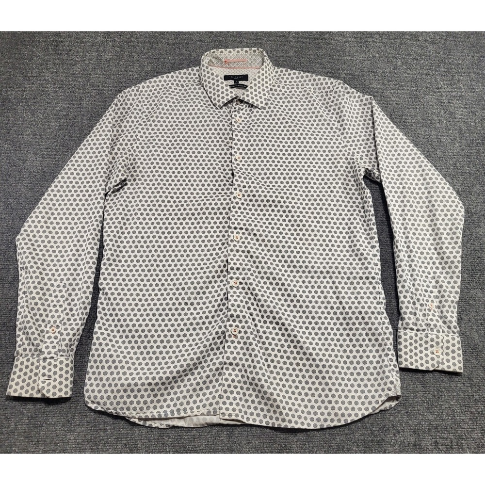 Ted Baker London White Geometric All-Over Dot-Print Men's Size Large (4)